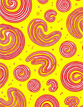 Retro Swirls Red Yellow Circles Rug