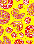 Retro Swirls Red Yellow Circles Rug