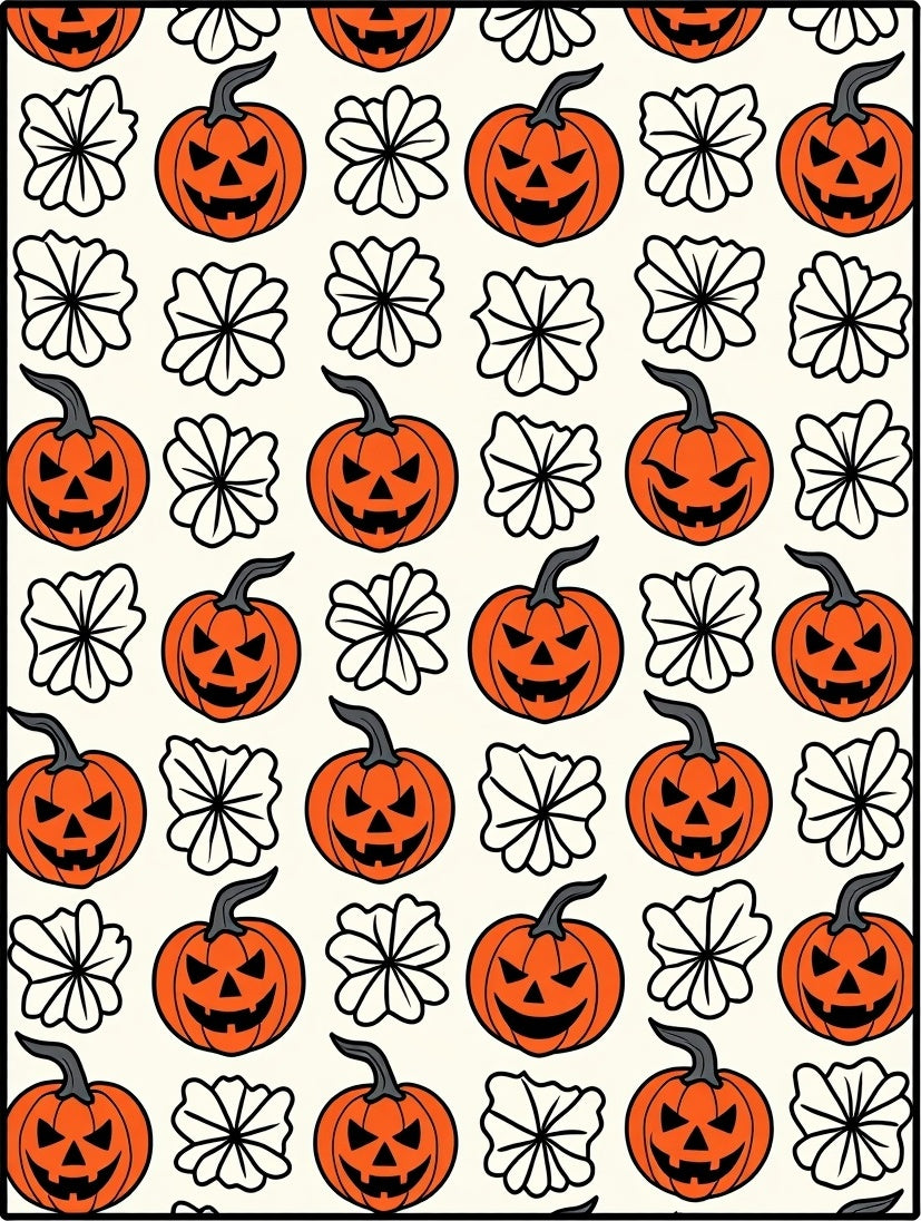 Orange Jack O Lantern Halloween Tile Rug