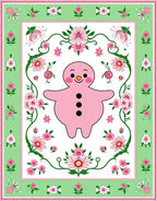 Pink Gingerbread Man Floral Border Rug