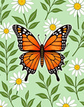 Orange Monarch Butterfly Daisy Meadow Rug