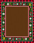 Red Black Plaid Festive Floral Border Rug