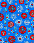 Bold Red Radial Starburst Blue Rug