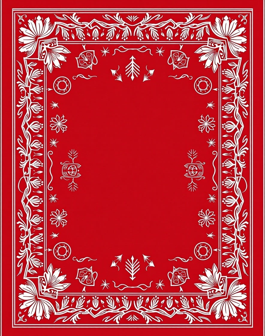 Crimson White Floral Bandana Border Rug
