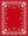 Crimson White Floral Bandana Border Rug