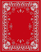 Crimson White Floral Bandana Border Rug