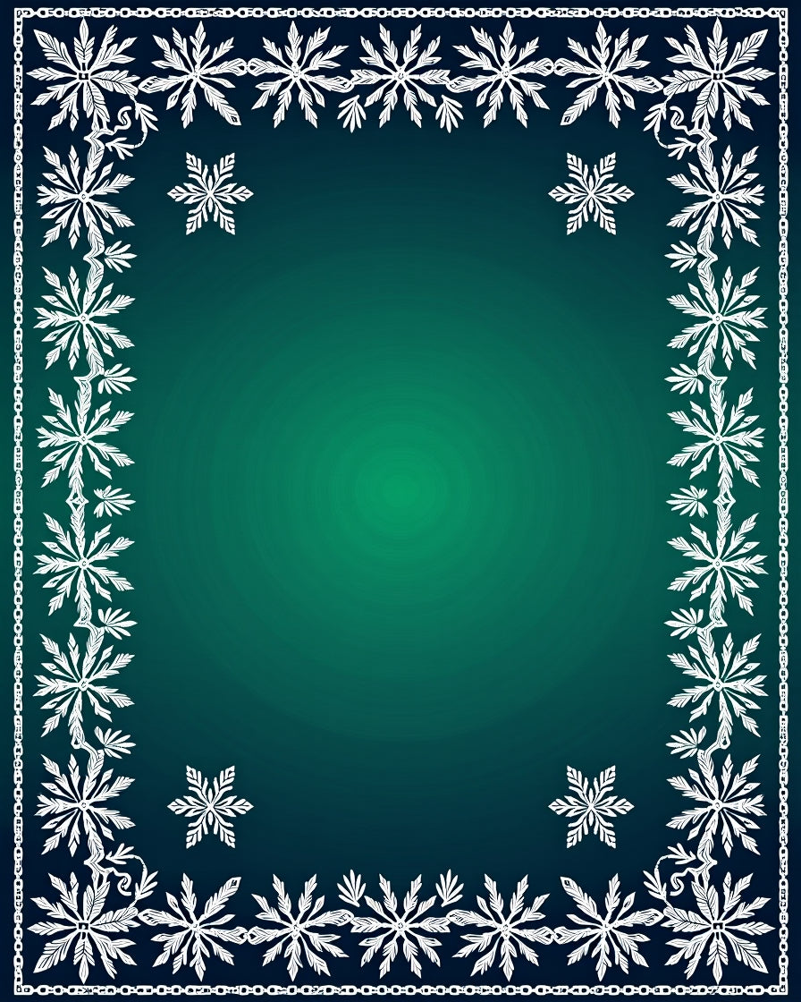 Deep Teal Snowflake Border Rug