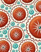 Coral Turquoise Sunburst Medallion Rug