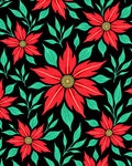 Bold Red Poinsettia Floral Statement Rug