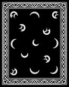 Black White Celestial Crescent Border Rug