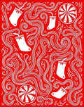 Red White Stocking Swirl Candy Rug