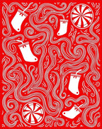 Red White Stocking Swirl Candy Rug