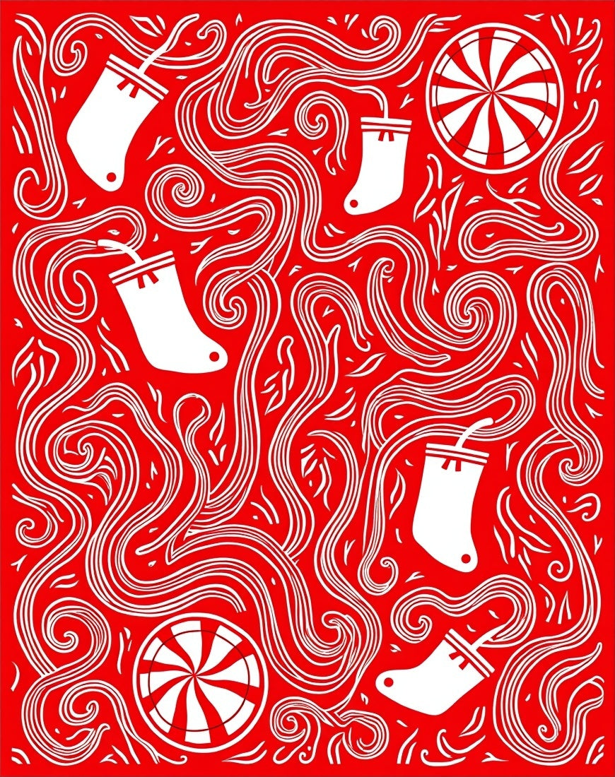 Red White Stocking Swirl Candy Rug