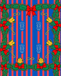 Red Blue Stripe Evergreen Garlands Rug
