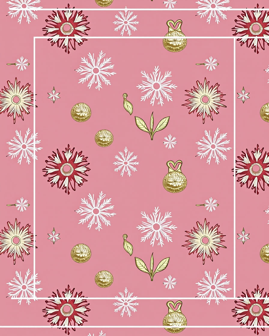 Pink Floral and Snowflake Medallion Rug