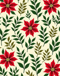 Crimson Poinsettia Foliage Cream Rug