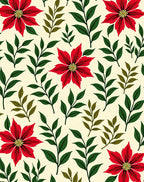 Crimson Poinsettia Foliage Cream Rug