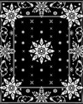Black White Floral Medallion Border Rug