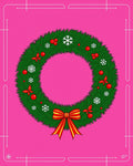 Festive Green Christmas Wreath Red Bow Rug