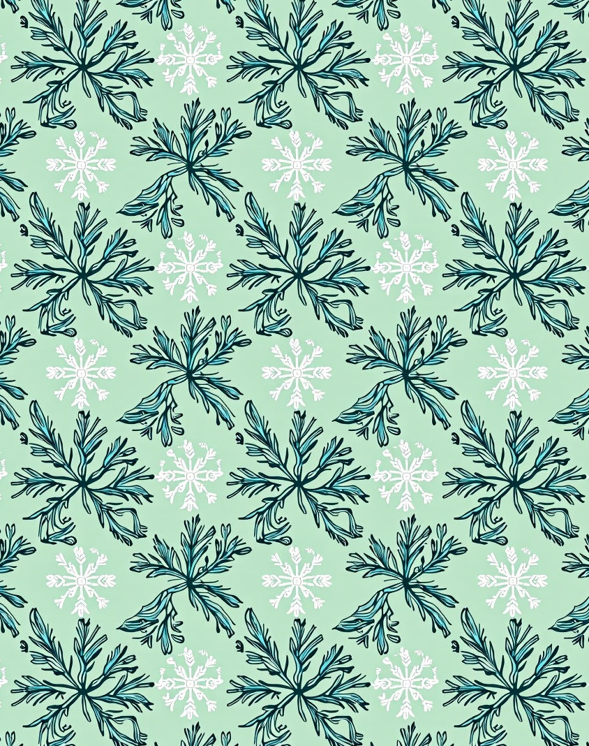 Teal White Snowflake Autumn Bloom Rug