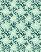 Teal White Snowflake Autumn Bloom Rug