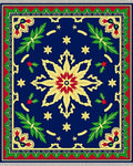 Royal Blue Golden Floral Poinsettia Rug