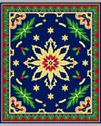 Royal Blue Golden Floral Poinsettia Rug