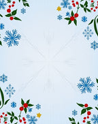 Blue Snowflake Holly Berry Accents Rug