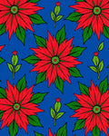 Red Floral Bloom Sapphire Background Rug