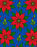 Red Floral Bloom Sapphire Background Rug