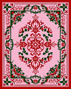 Ornate Red Green Filigree Medallion Rug