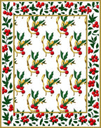 Red Holly Berry Garland Bordered Rug