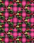 Festive Pink Green Plaid Holly Bell Rug