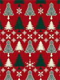 Festive Red Pine and Snowflake Repeat Rug