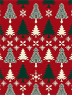 Festive Red Pine and Snowflake Repeat Rug