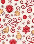 Red Snowflake Mushroom Swirl Festive Rug