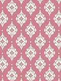 Mauve White Floral Damask Repetition Rug