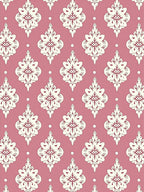 Mauve White Floral Damask Repetition Rug