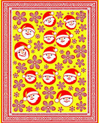Merry Santa Claus Floral Yellow Rug