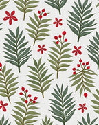 Green Leaf Red Berry Floral Cluster Rug