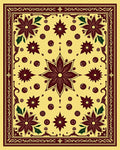 Crimson Floral Medallion Yellow Lattice Rug