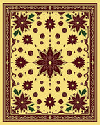 Crimson Floral Medallion Yellow Lattice Rug
