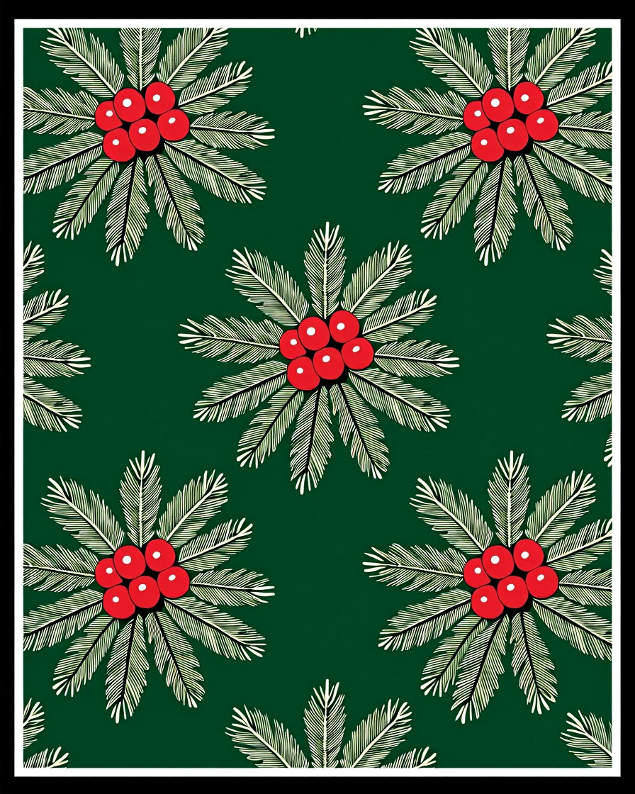 Verdant Green Holly Berry Bloom Rug