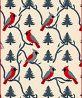 Crimson Gray Cardinals Winter Trees Rug