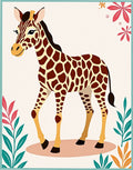 Cute Giraffe Meadow Floral Rug