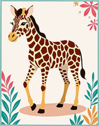 Cute Giraffe Meadow Floral Rug