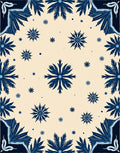 Navy Blue Floral Botanical Medallion Rug