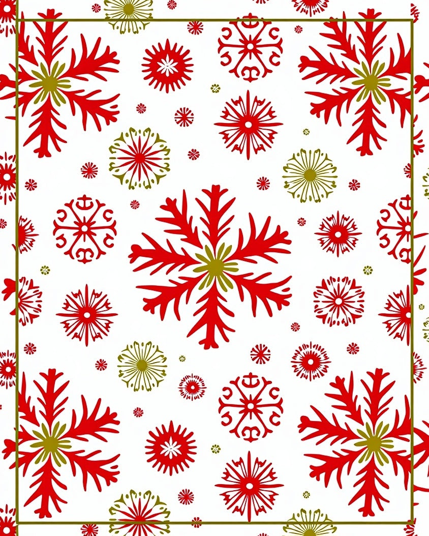 Festive Red Green Snowflake medley Rug