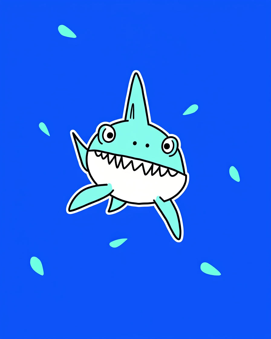 Playful Aqua Shark Splashes Rug