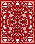 Crimson white ornate medallion Rug